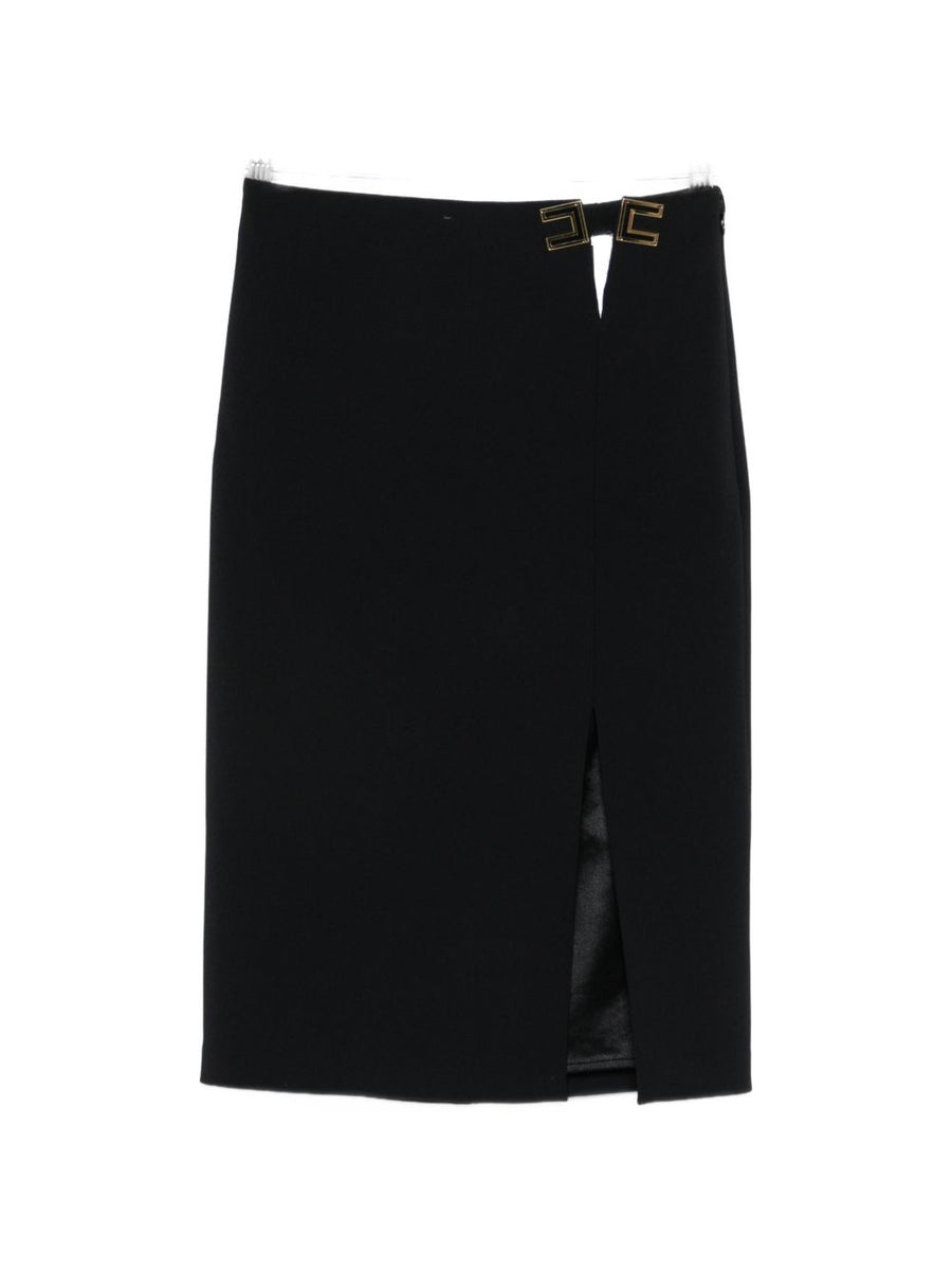 Elisabetta Franchi Logo-Embellished Midi Skirt — Black