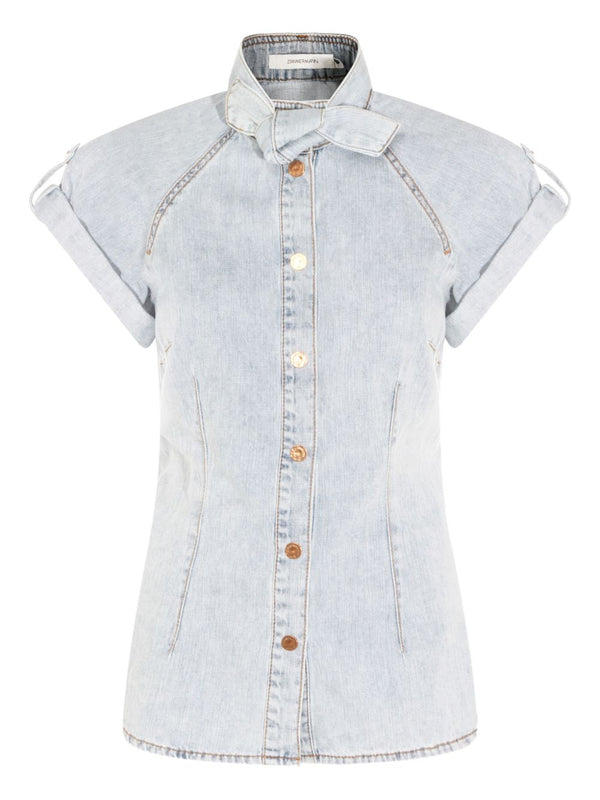 Zimmermann Bow-tie denim top