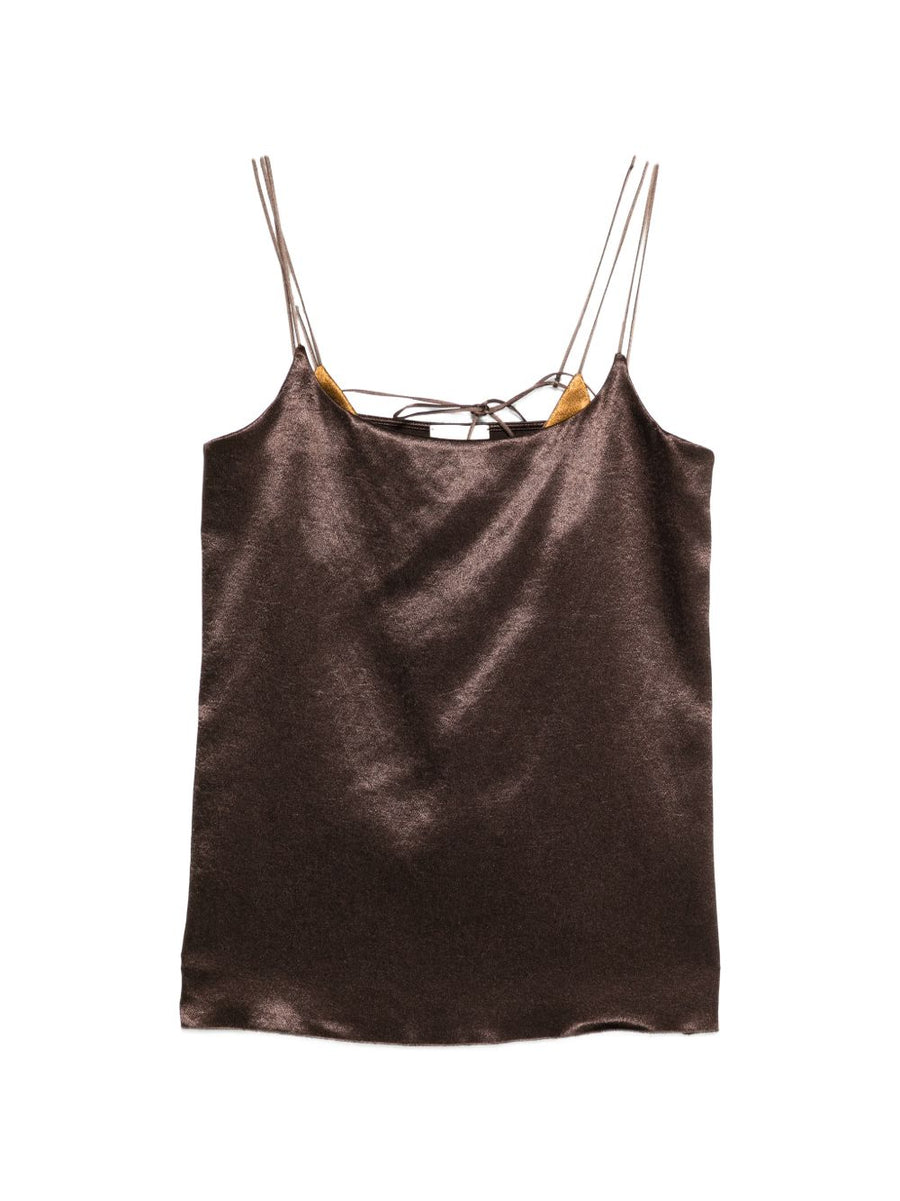 Alysi Satin Tank Top — Brown