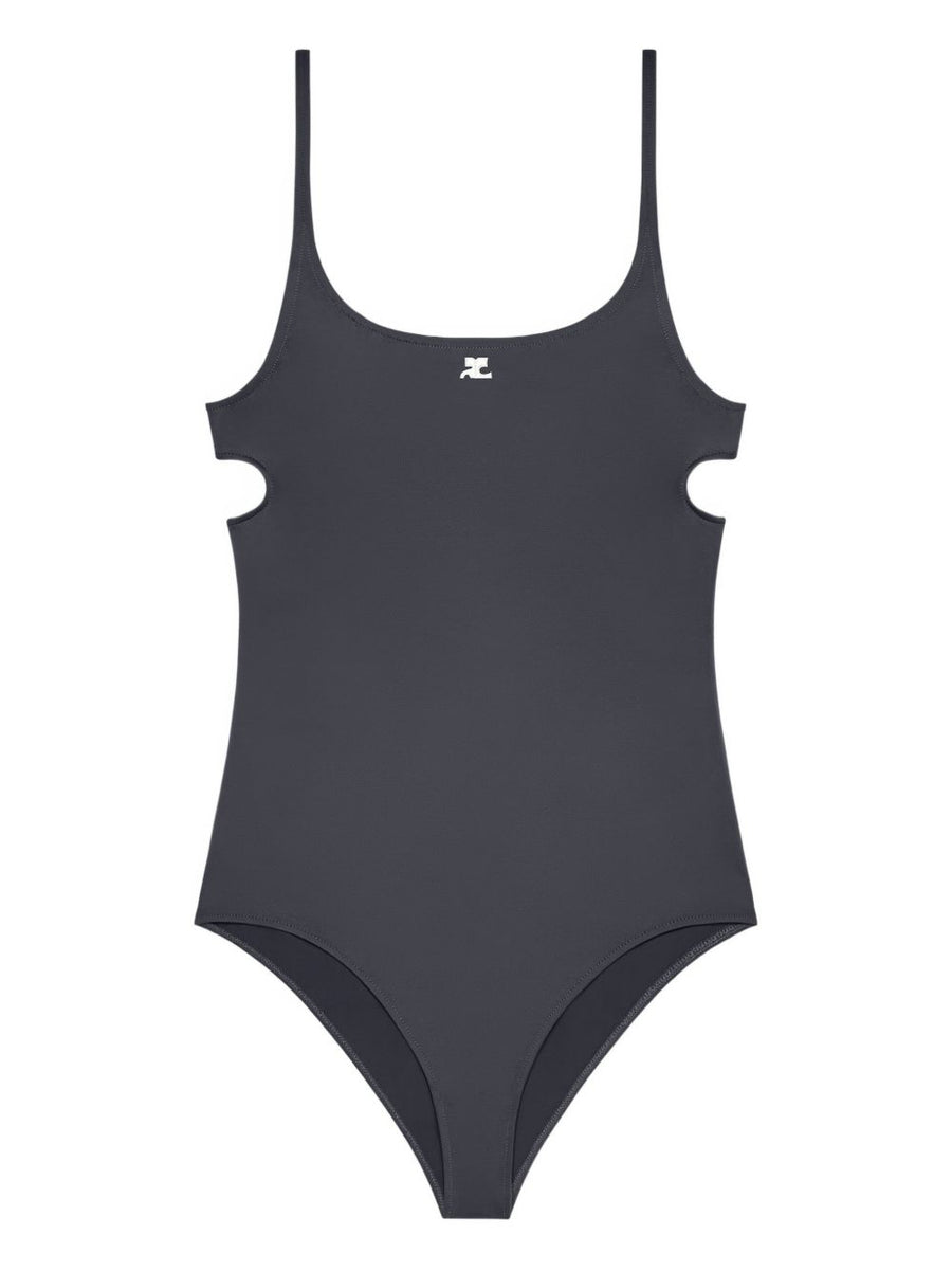 Courreges Pre Cut-Out Swimsuit — Charcoal