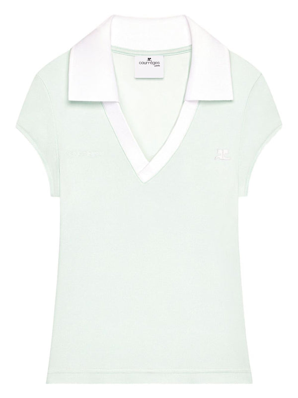 Courreges Pre Courrèges Logo cropped polo shirt