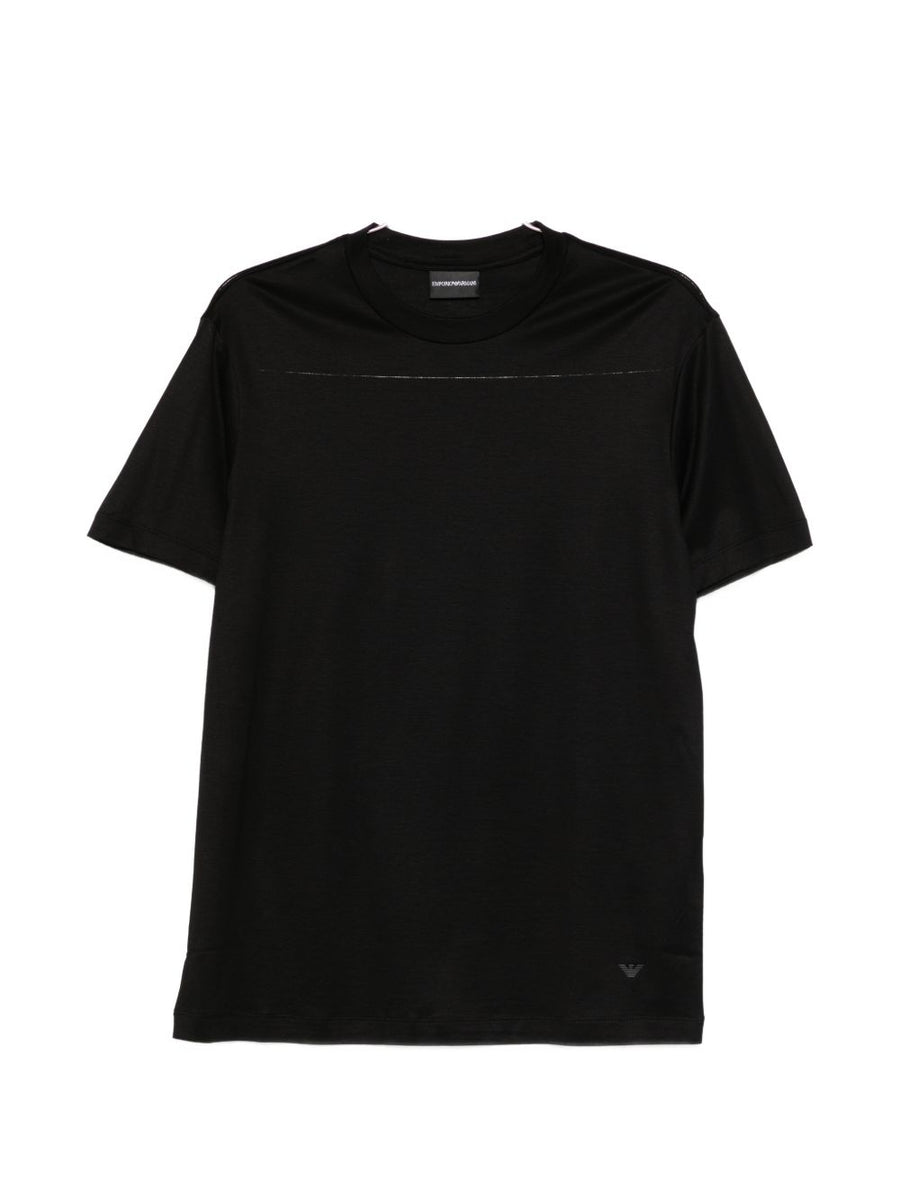 Emporio Armani Tonal Logo Cotton T-Shirt — Black