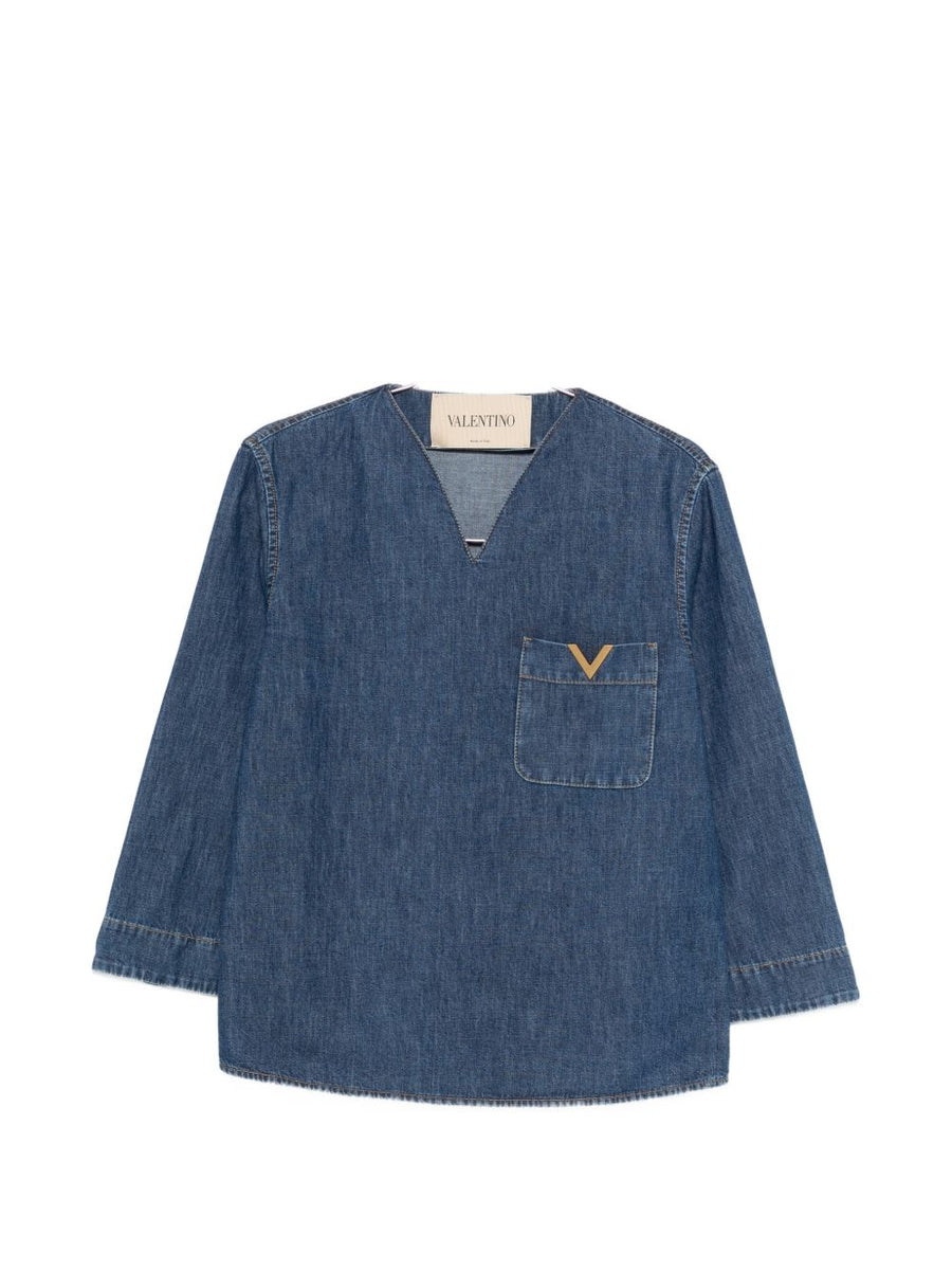Valentino VLogo Blouse — Blue