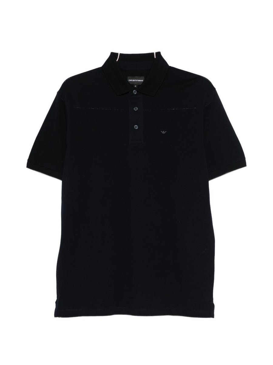 Emporio Armani Logo Cotton Polo Shirt — black