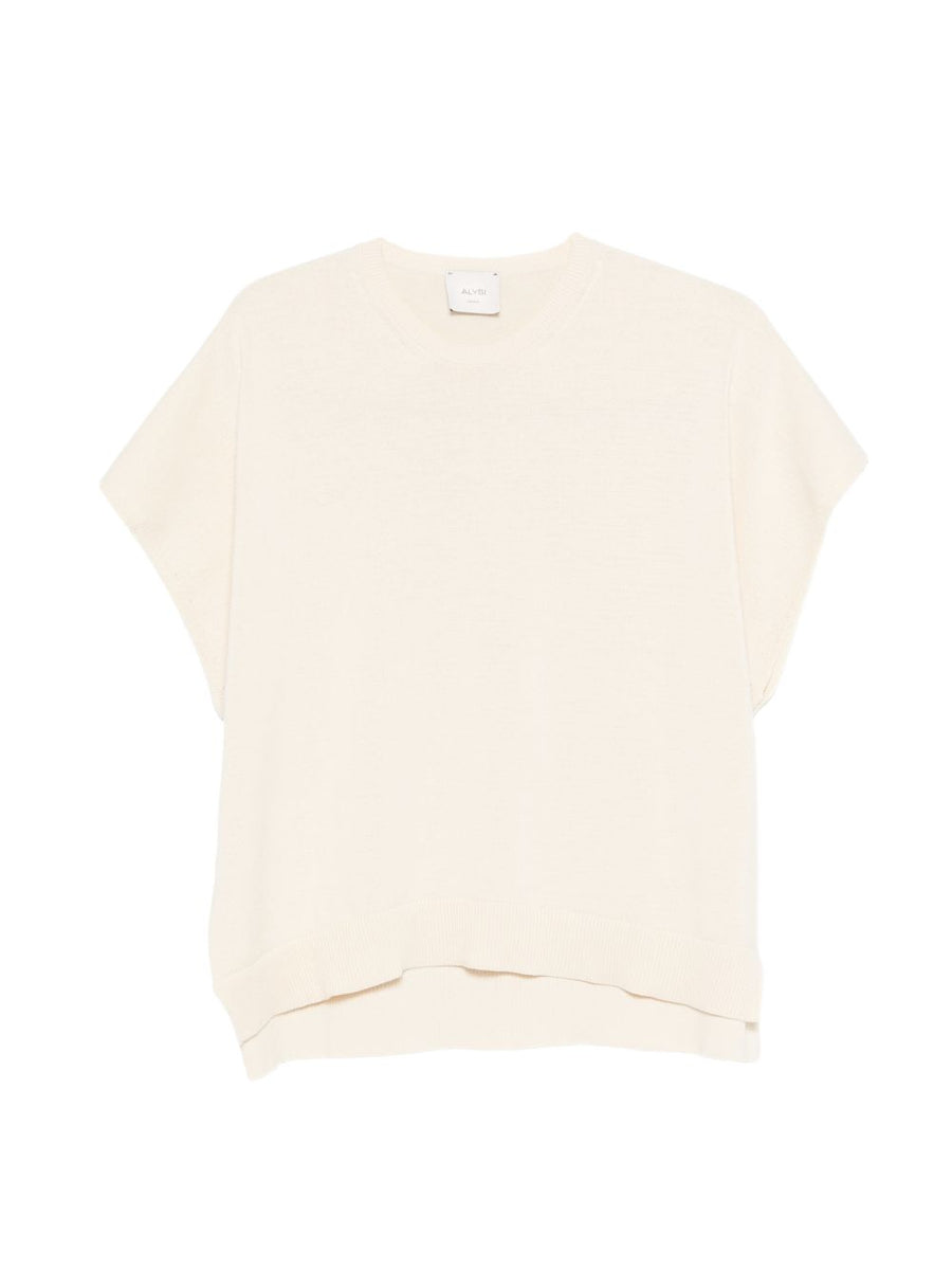 Alysi Crew Neck Cotton T-Shirt — Beige