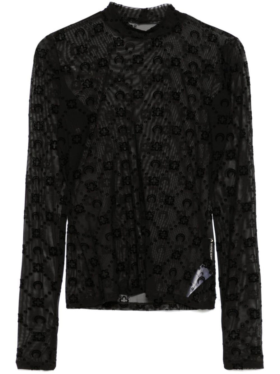 Marine Serre Moonogram mesh flock top