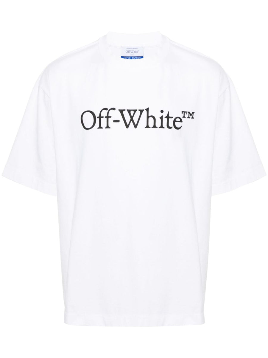 Off White Logo-Print Cotton T-Shirt — White