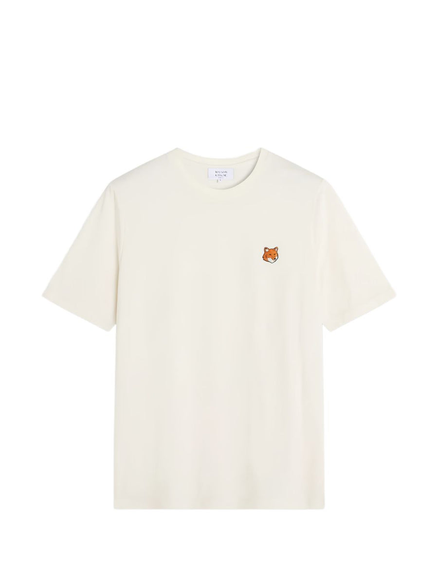 Maison Kitsuné Fox Head Embroidered T-shirt — Cream