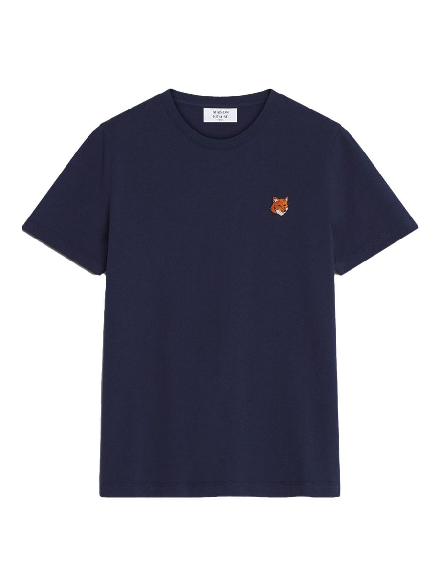Maison Kitsuné Fox Head Embroidered Cotton T-shirt — Navy