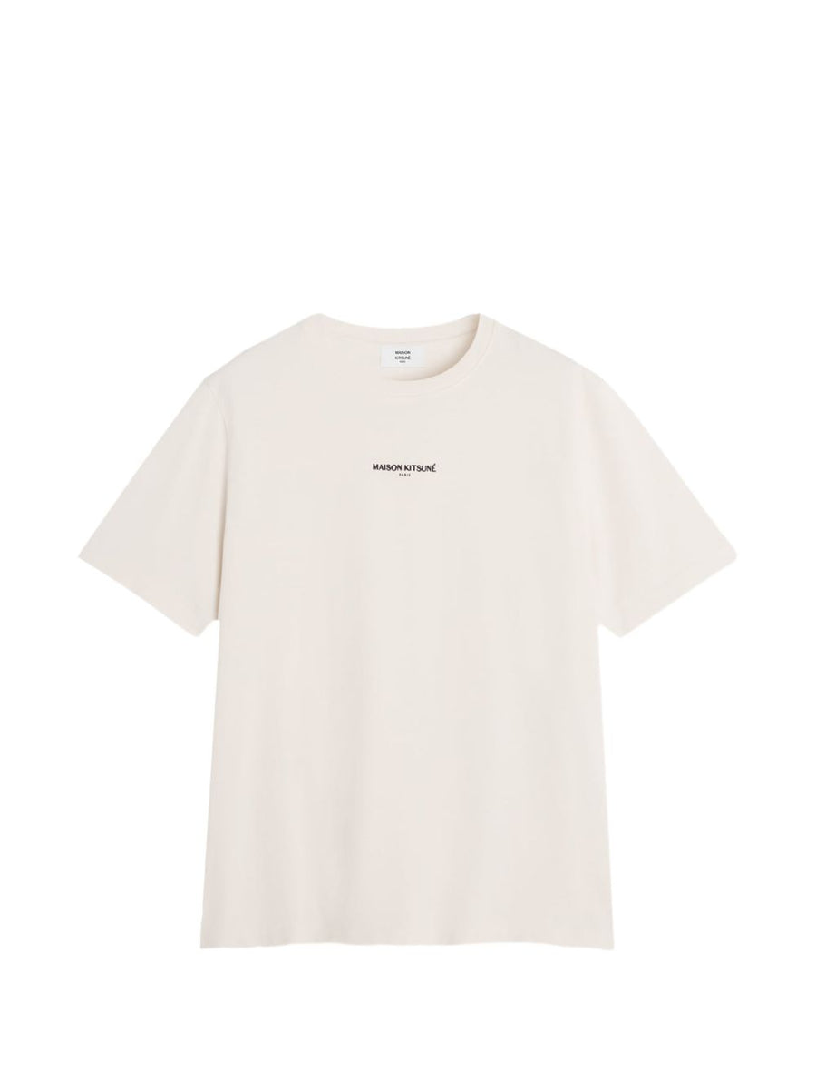 Maison Kitsuné Logo-Embroidered Cotton T-shirt — Cream