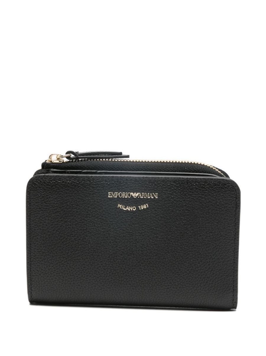 Emporio Armani Grained Leather Bifold Wallet — Black