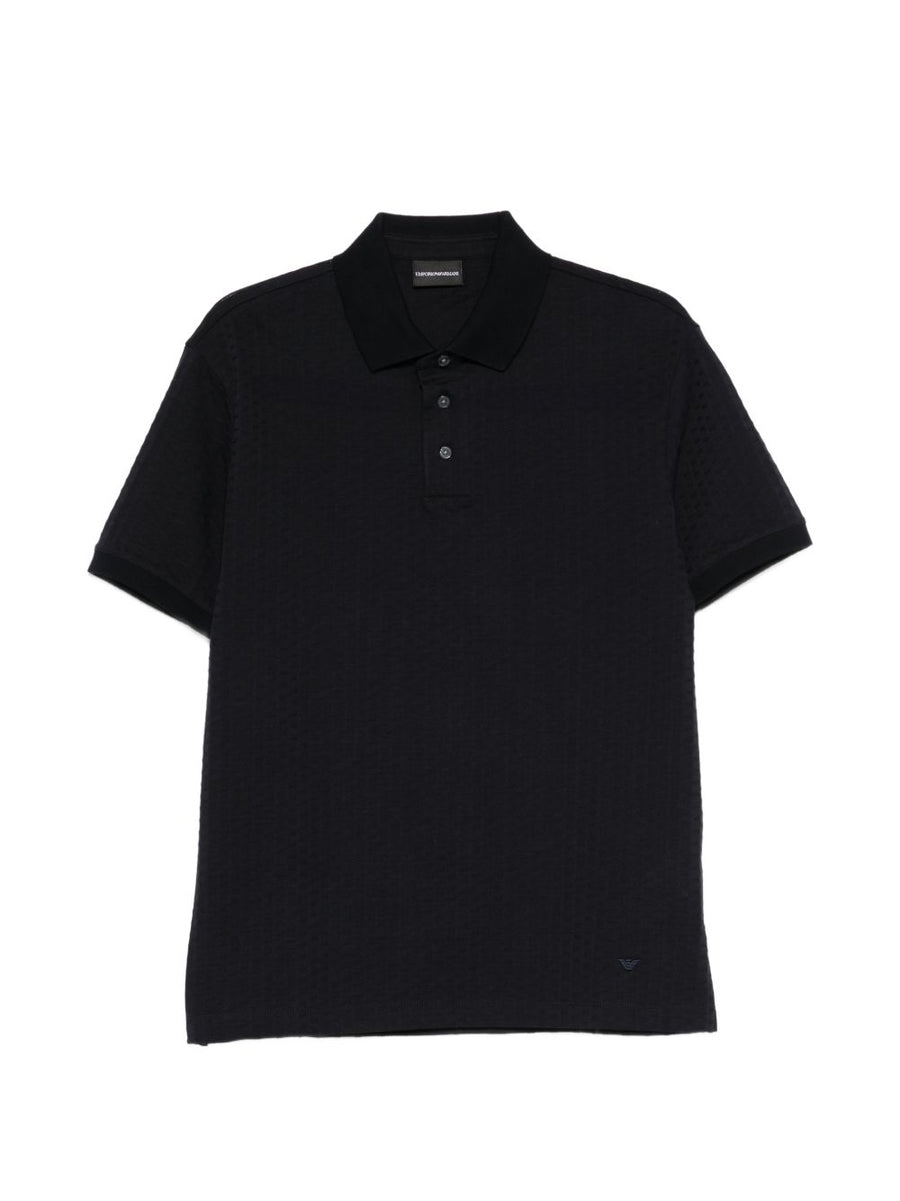 Emporio Armani Logo Cotton Polo Shirt — Black