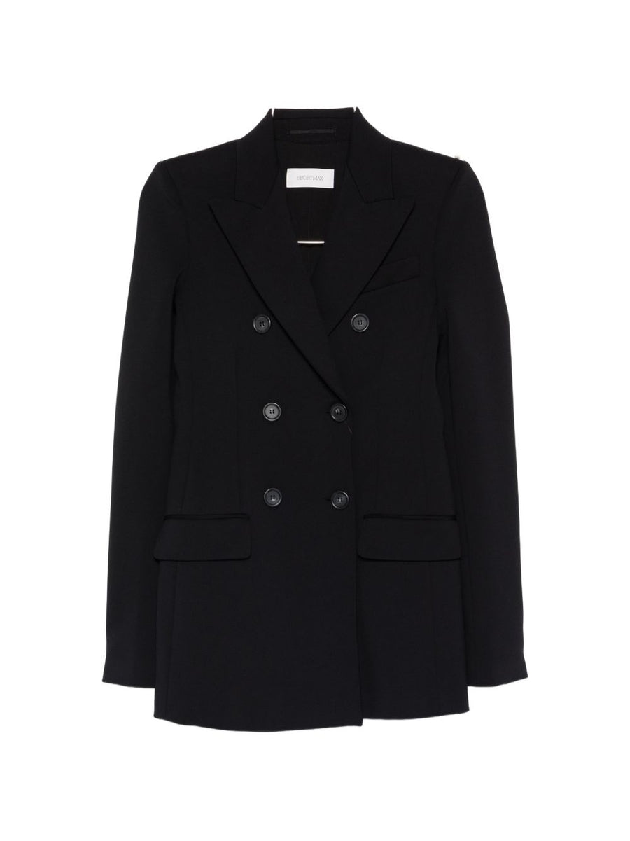 SPORTMAX PRE Double-Breasted Nylon Blazer — Black