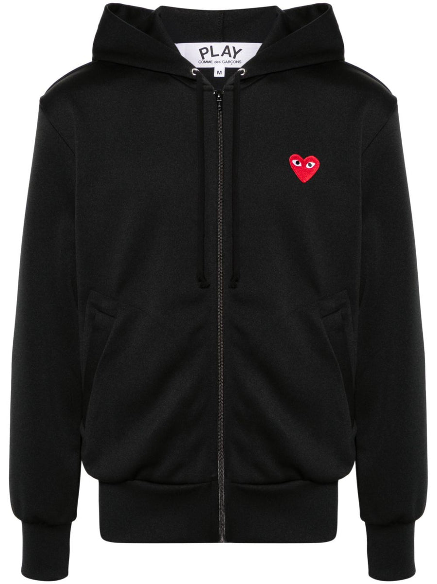 Comme Des Garcons Logo-Embroidered Cotton Hoodie — Black