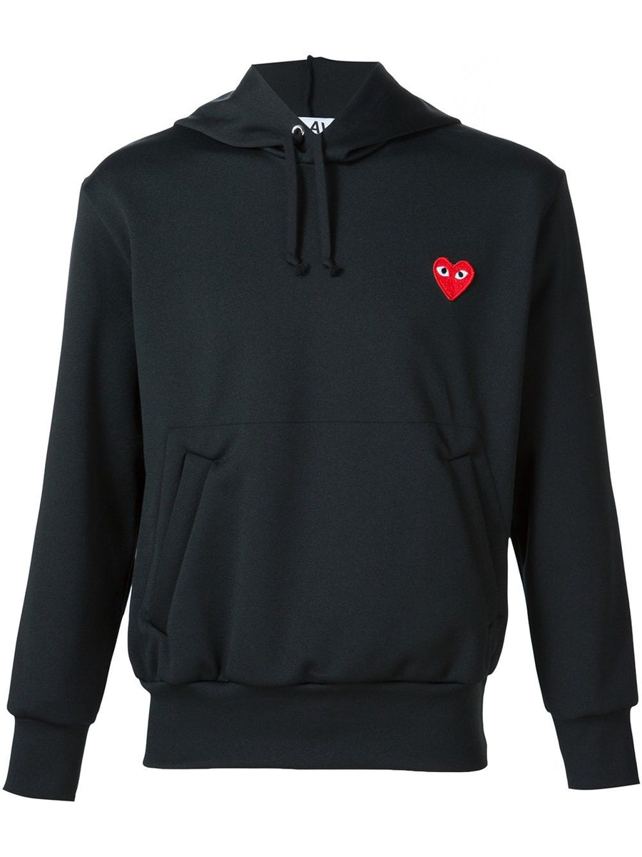 Comme Des Garcons Logo-Embroidered Cotton Hoodie — Black