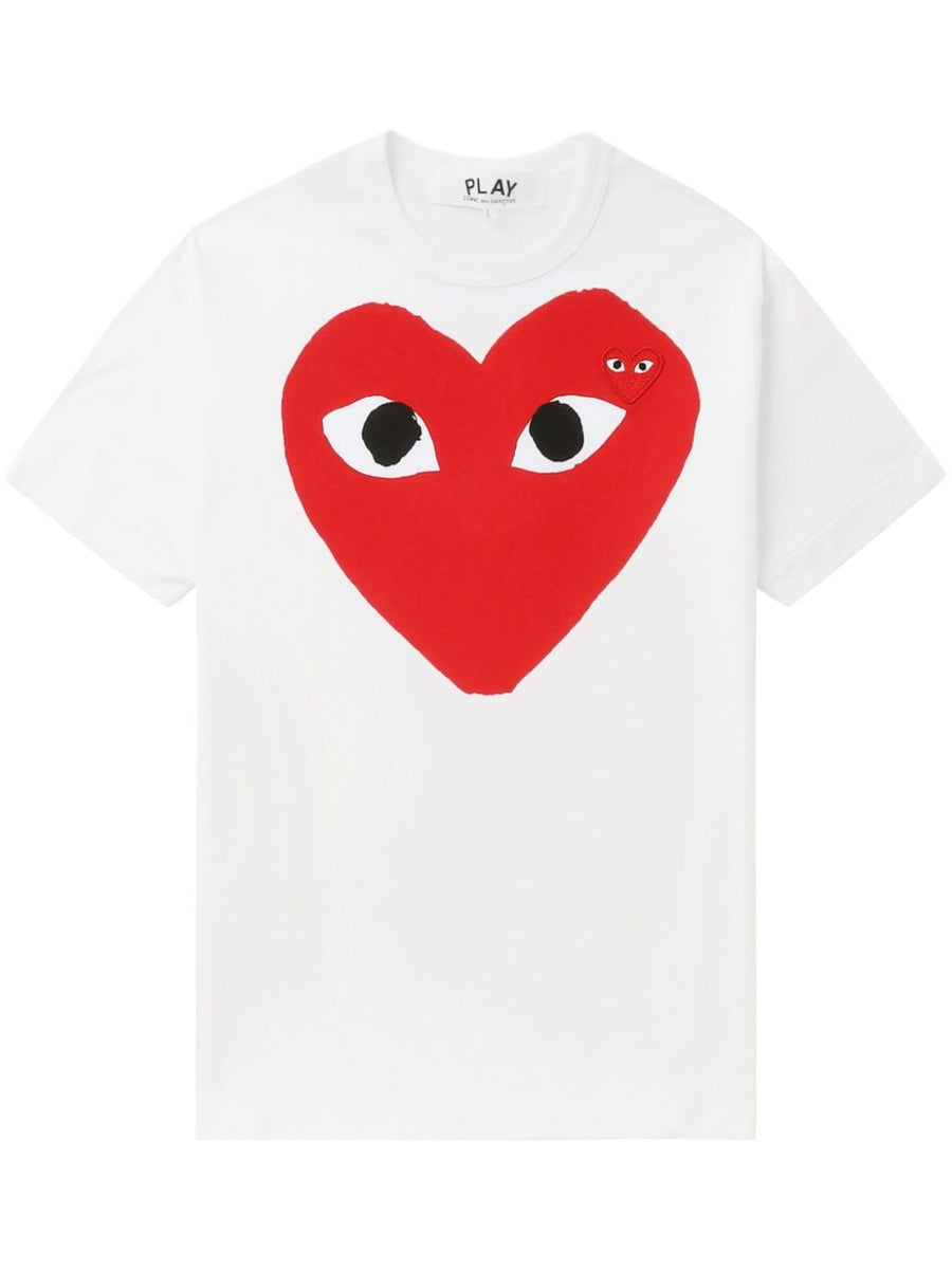 Comme Des Garcons Heart Logo Print T-shirt — white