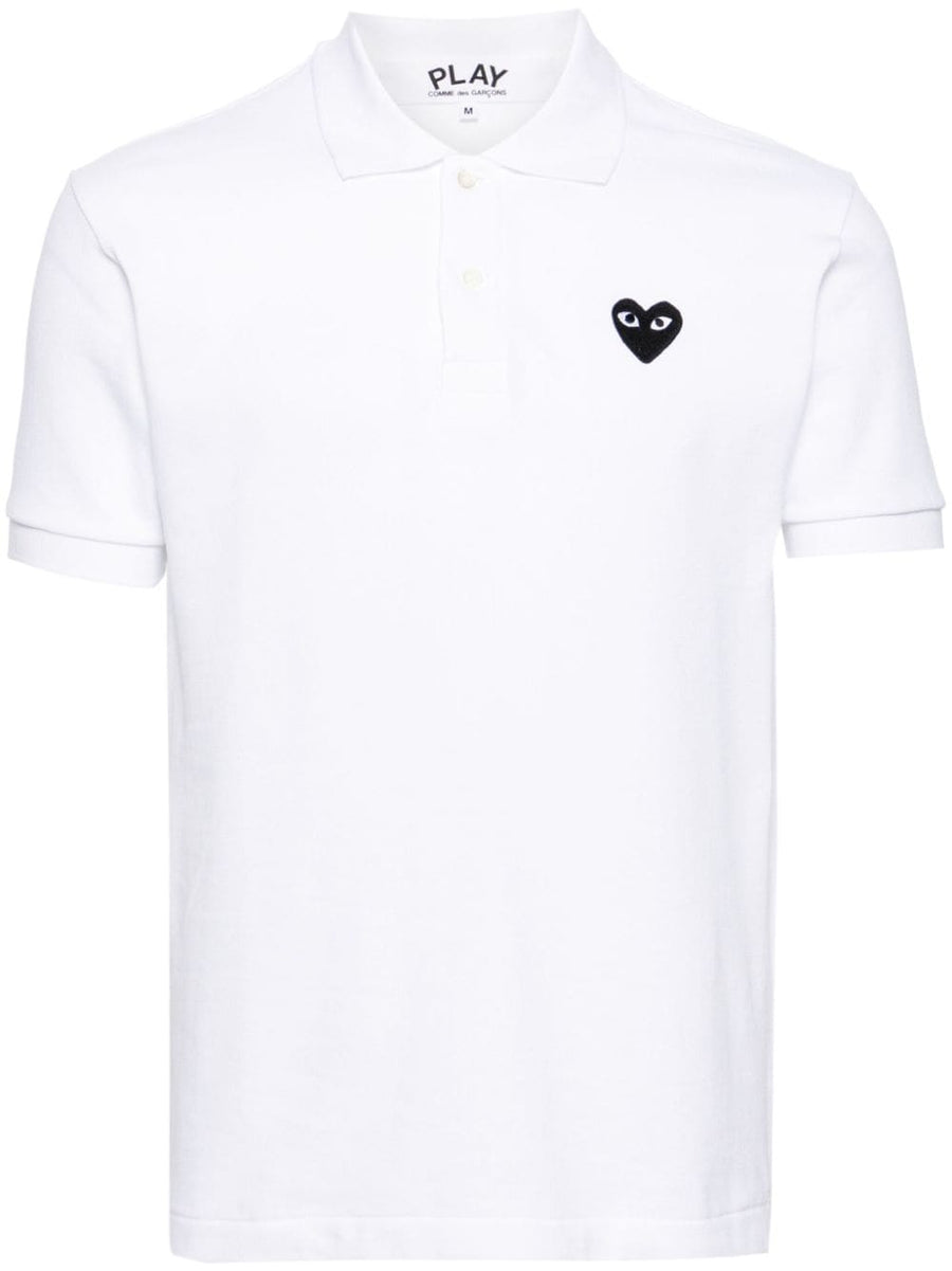 Comme Des Garcons Heart-Logo Cotton Piqué Polo — White
