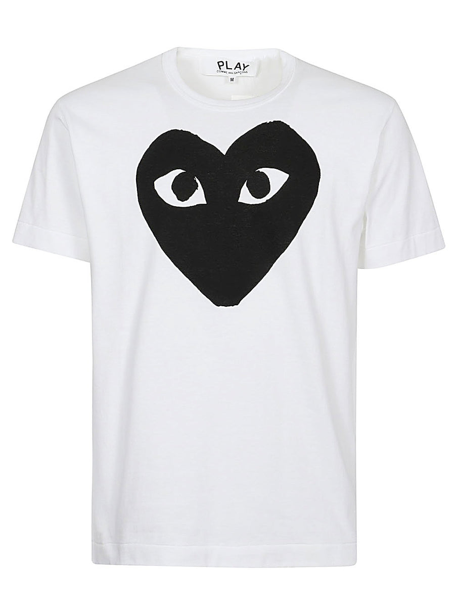 Comme Des Garcons Logo-Heart Print T-Shirt — White