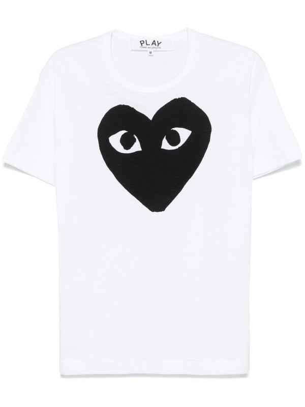 تيشيرت Comme Des Garcons بتصميم قلب توقيع شعار قميص — أبيض