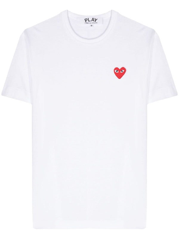 Comme Des Garcons Logo-Embroidered Heart T-Shirt — White