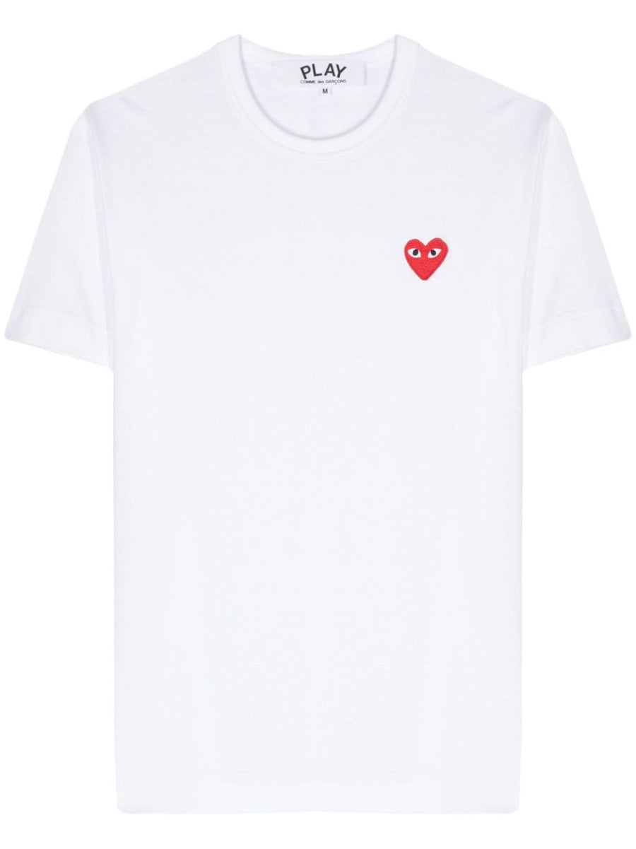 Comme Des Garcons Logo-Embroidered Heart T-Shirt — White