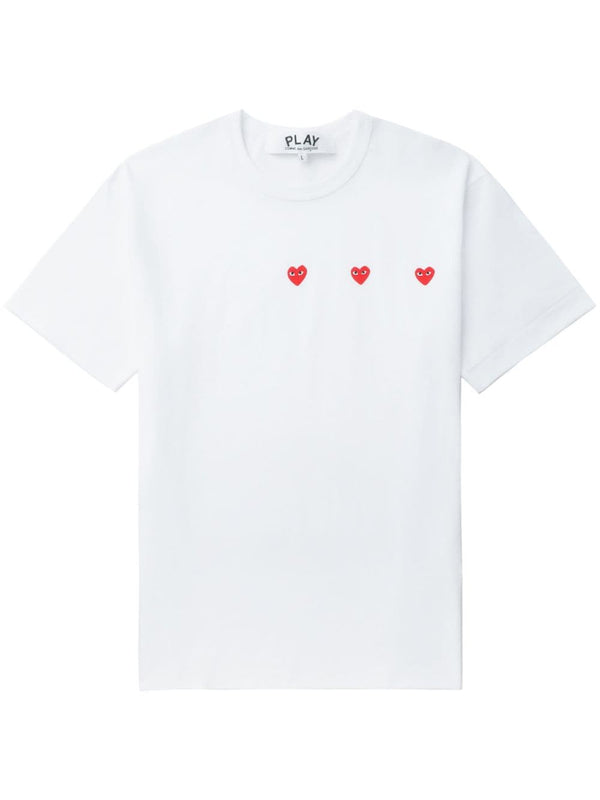 تيشيرت Comme Des Garcons بتطريز قلوب قطن قميص — أبيض