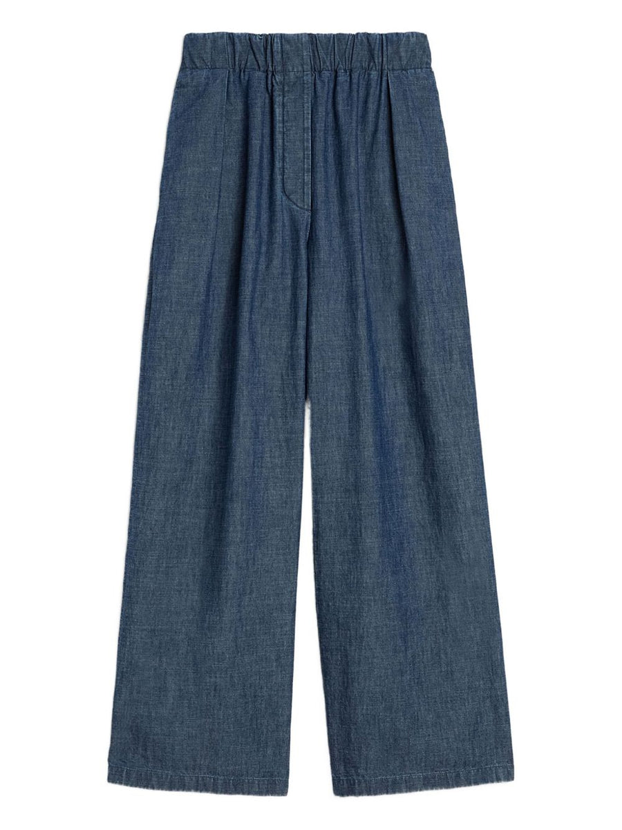 Jil Sander Wide-Leg Cotton Trousers — Blue
