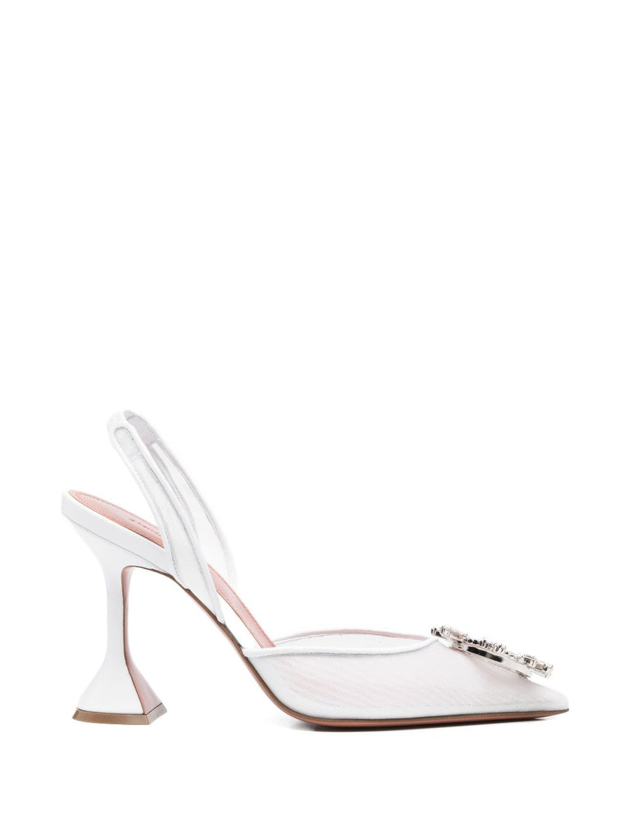 Amina Muaddi Begum Slingback Heel — White
