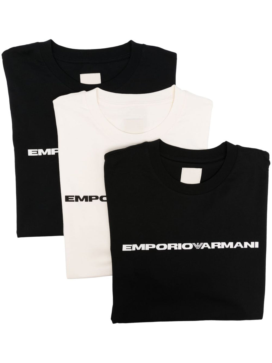 Emporio Armani Logo-Print Cotton Jersey T-Shirt — Black