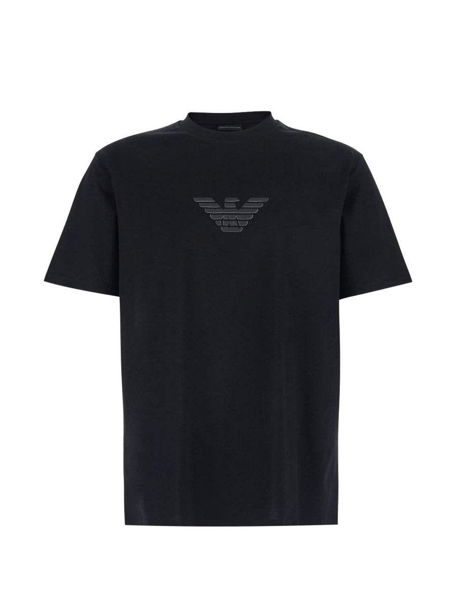Emporio Armani Logo Appliqué Cotton T-Shirt — Black
