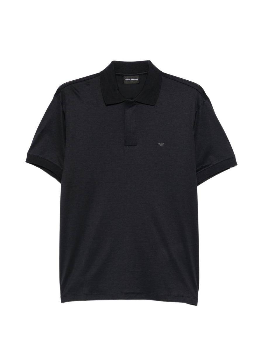 Emporio Armani Logo-Embroidered Polo Shirt — Black