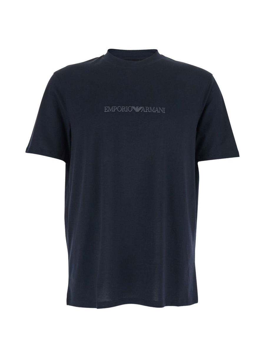 Emporio Armani Logo-Embroidered T-shirt — Navy