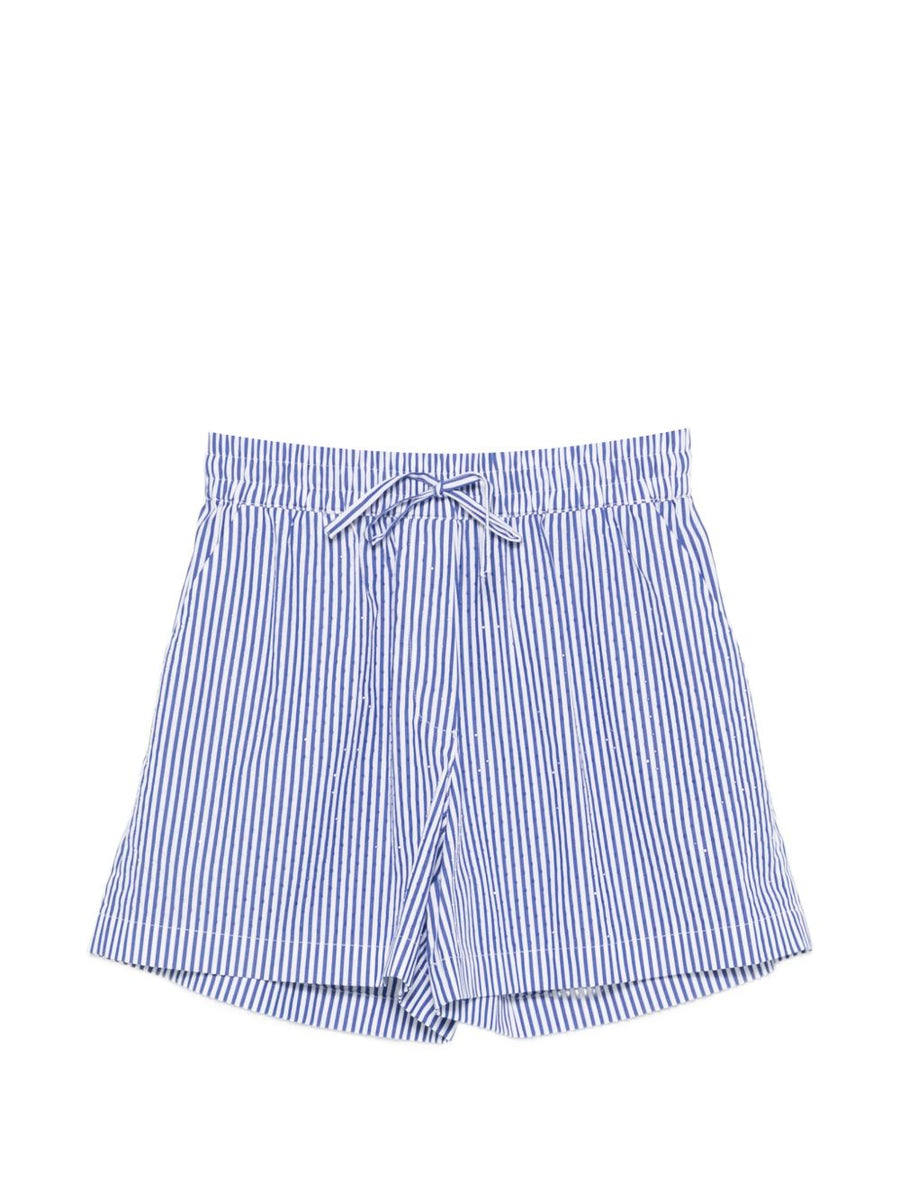 Parosh Striped Cotton Shorts — Blue