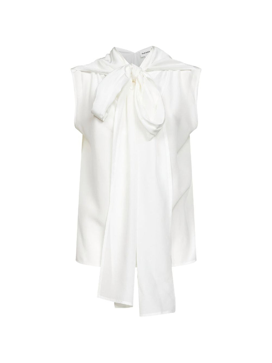 Parosh Silk Bow-Tie Blouse — White