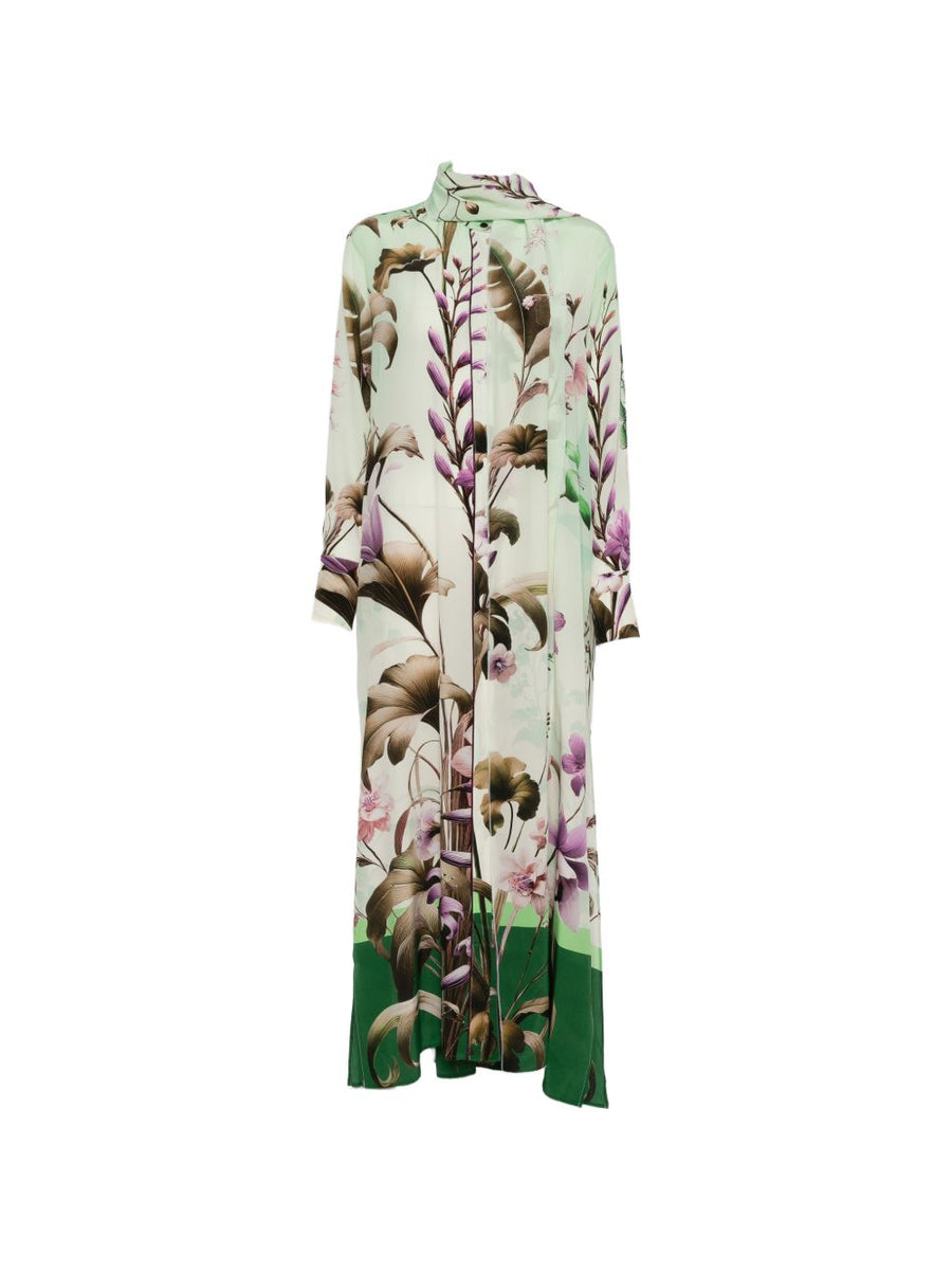 F.R.S . Floral Silk Dress — Ivory
