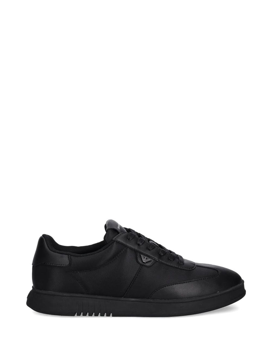 Emporio Armani Nylon & Leather Sneaker — Black