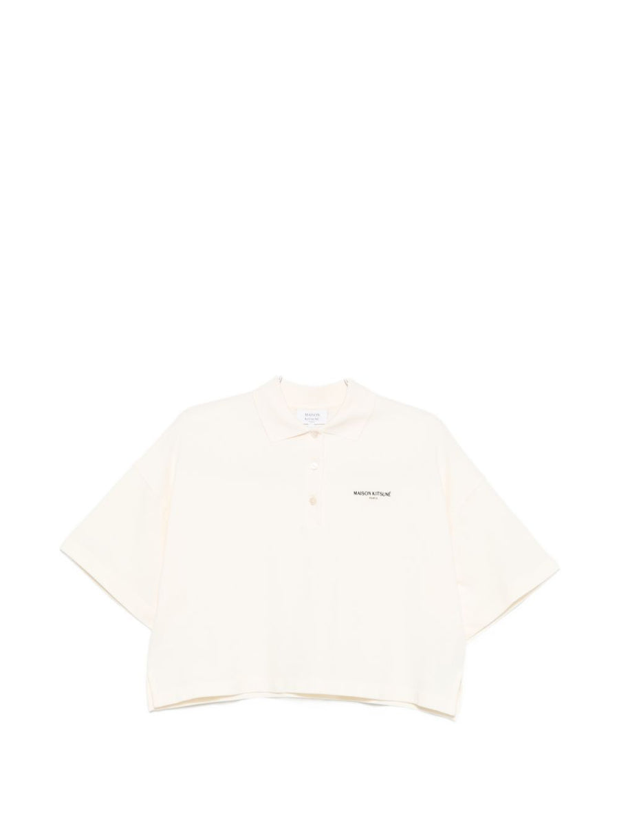 قميص بولو Maison Kitsuné بتصميم واسع قطن قميص — أبيض