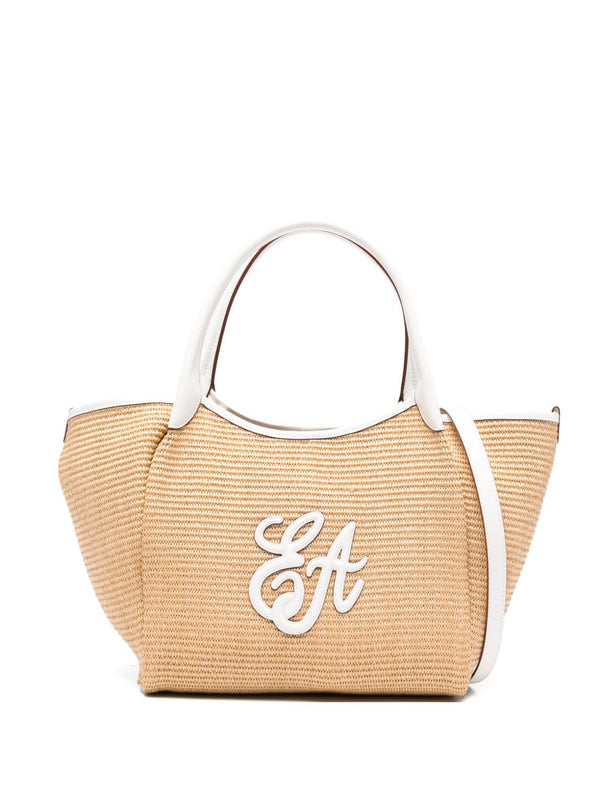 Emporio Armani Woven Straw Medium Shopper Bag