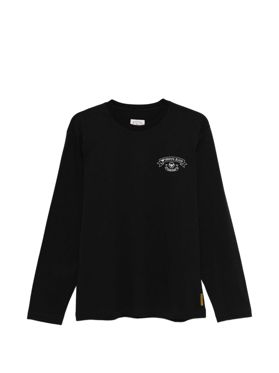 Emporio Armani Logo-Embroidered Cotton T-shirt — Black