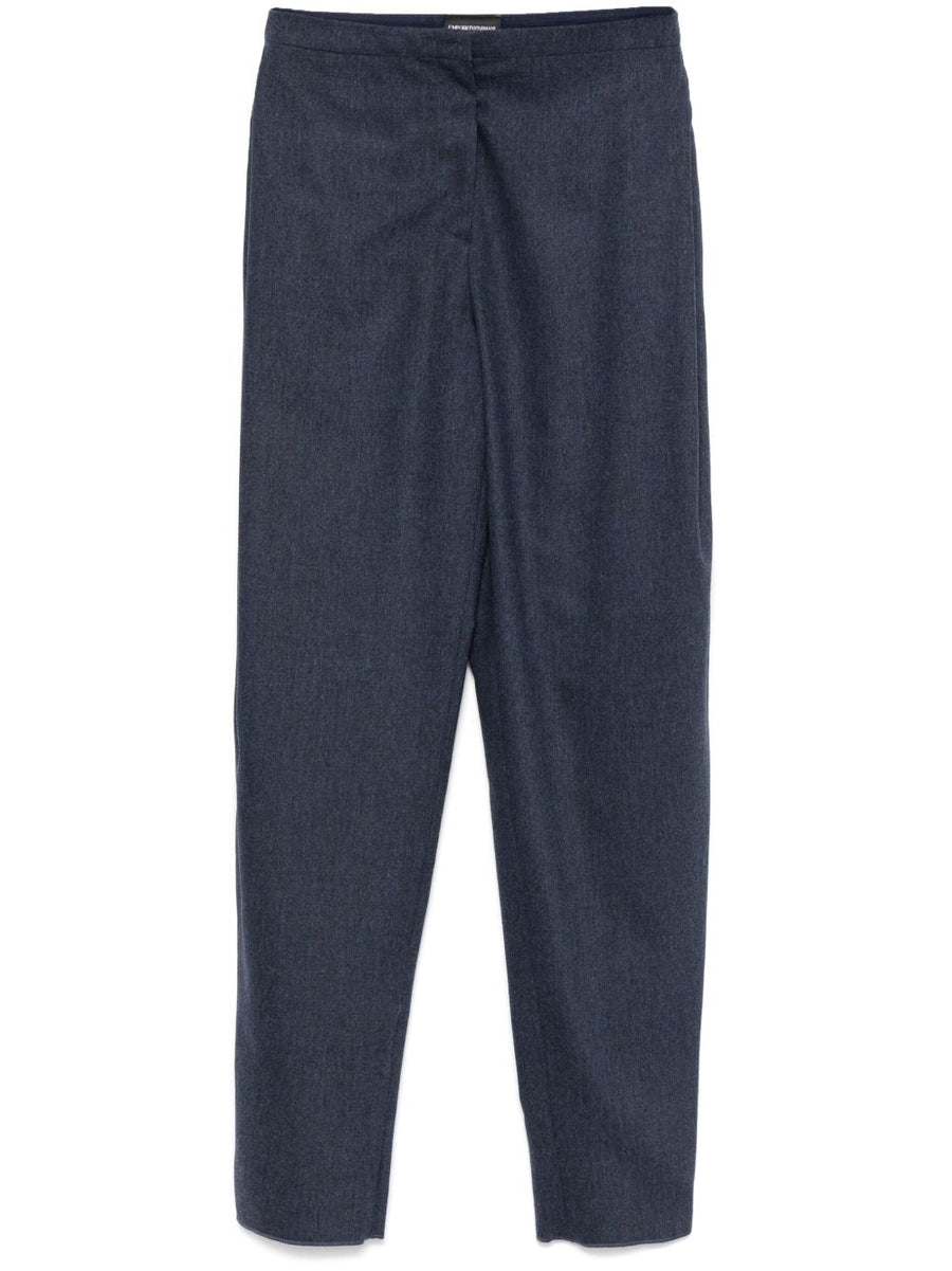 Emporio Armani Virgin Wool Blend Trousers — Navy