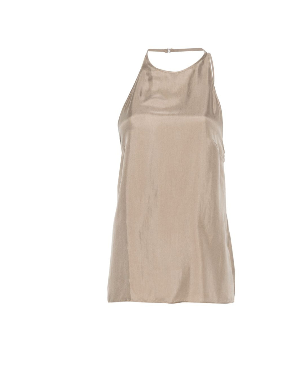Alysi Silk Twill Tank Top — Beige