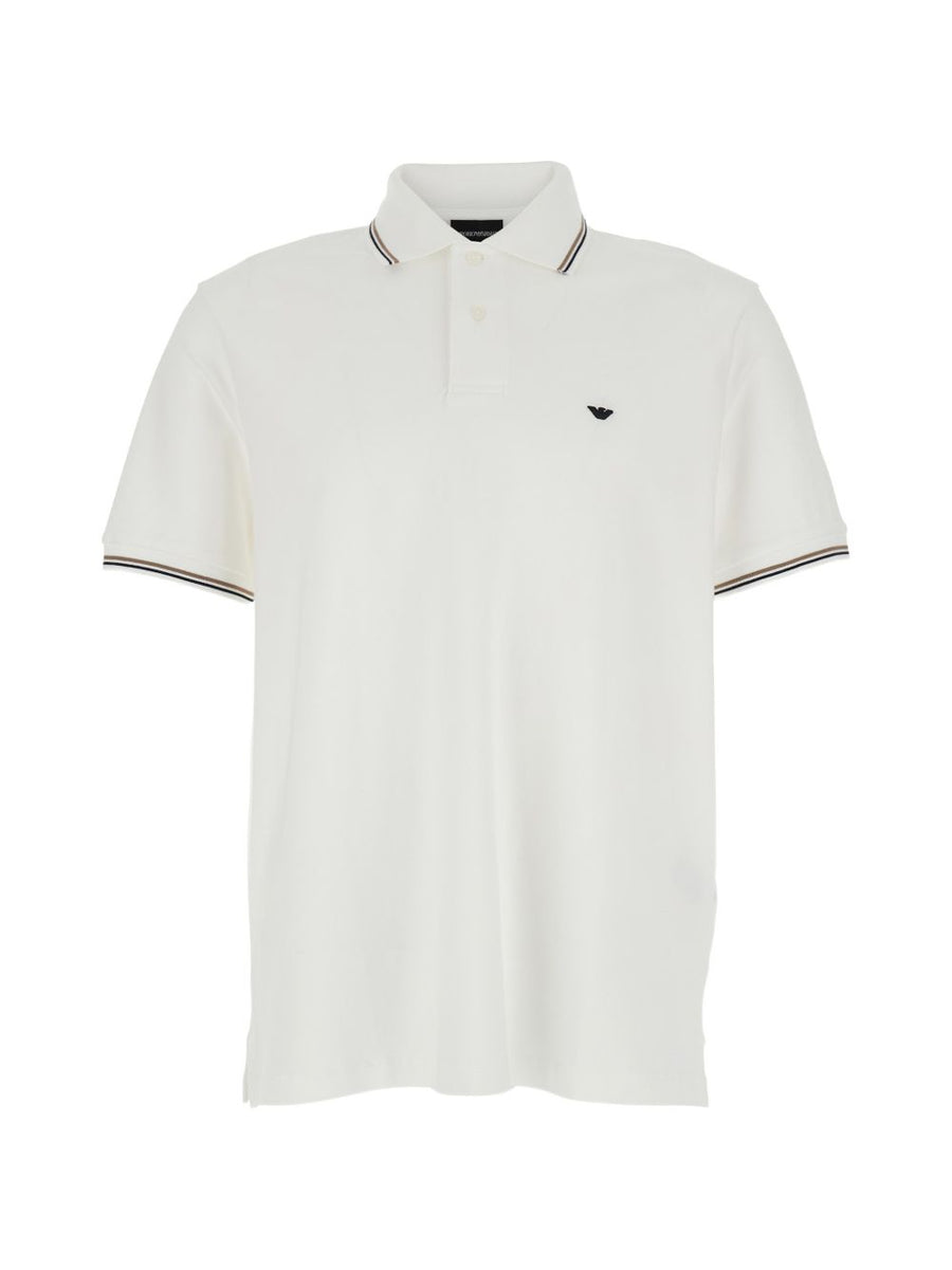 Emporio Armani Logo Cotton Polo Shirt — White