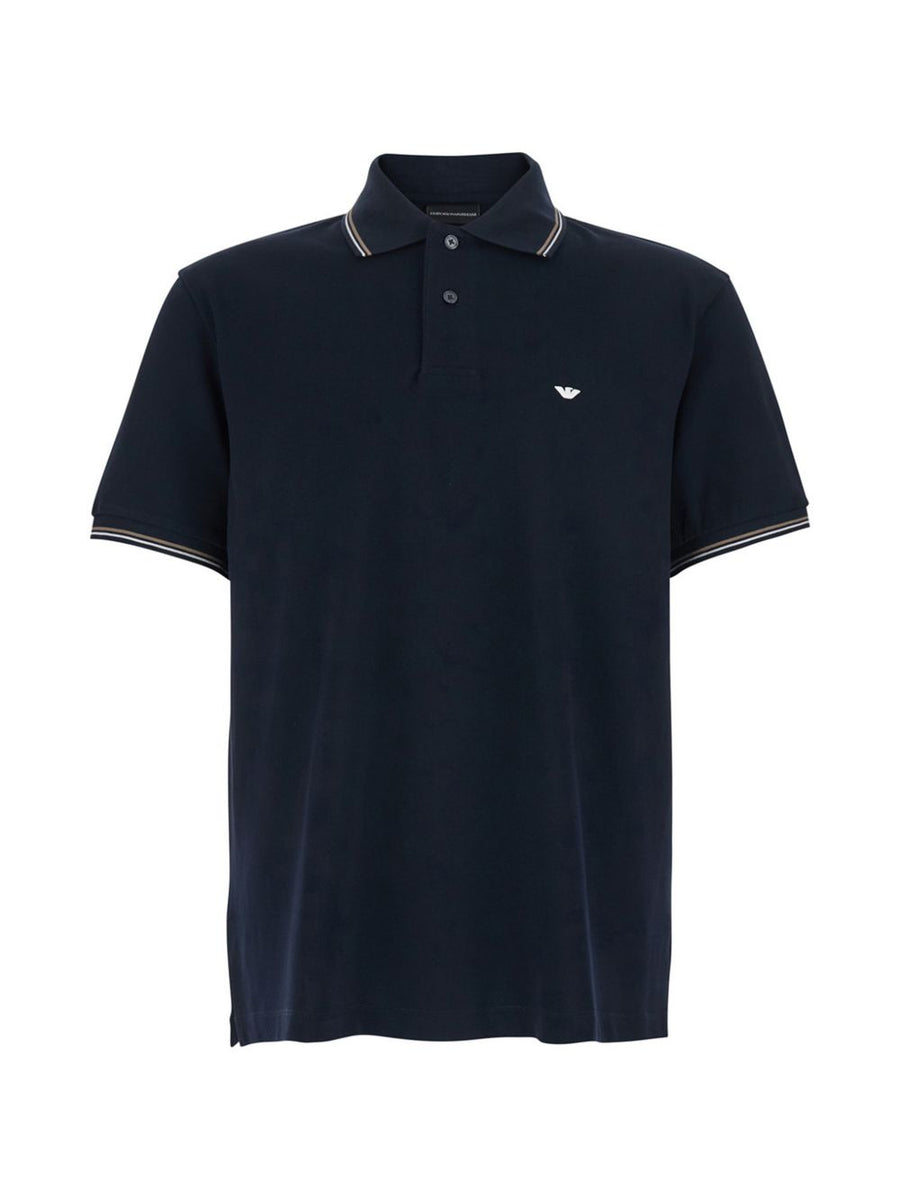 Emporio Armani Logo Cotton Polo Shirt — Navy