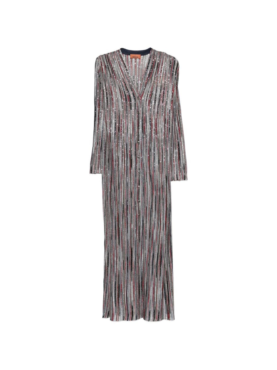 Missoni Striped Wool Cardigan — Grey