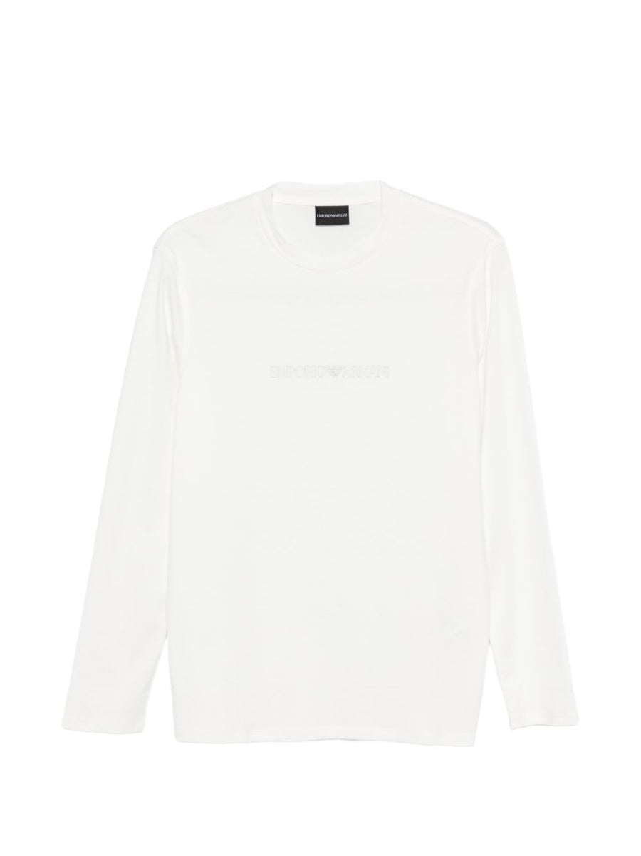 Emporio Armani Logo-Embroidered Cotton T-Shirt — White