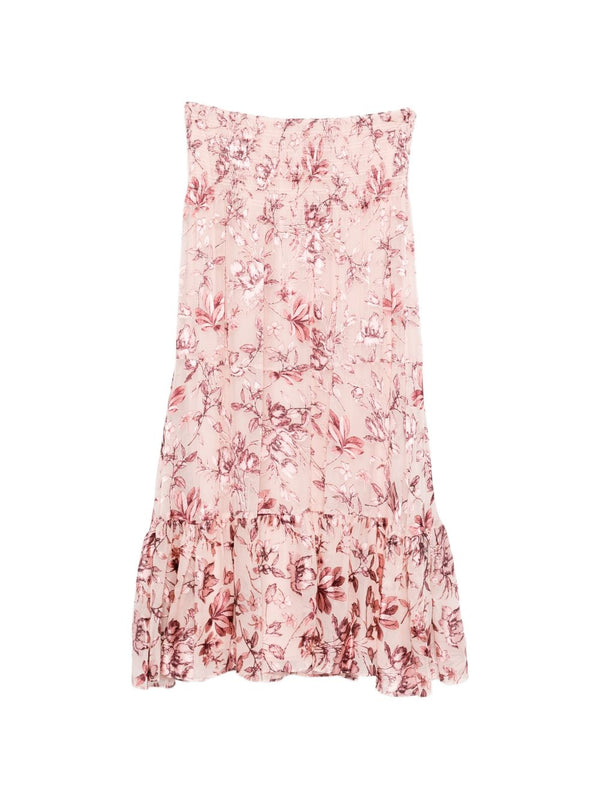 Alice + Olivia Floral-Print Ruffled Skirt — Pink