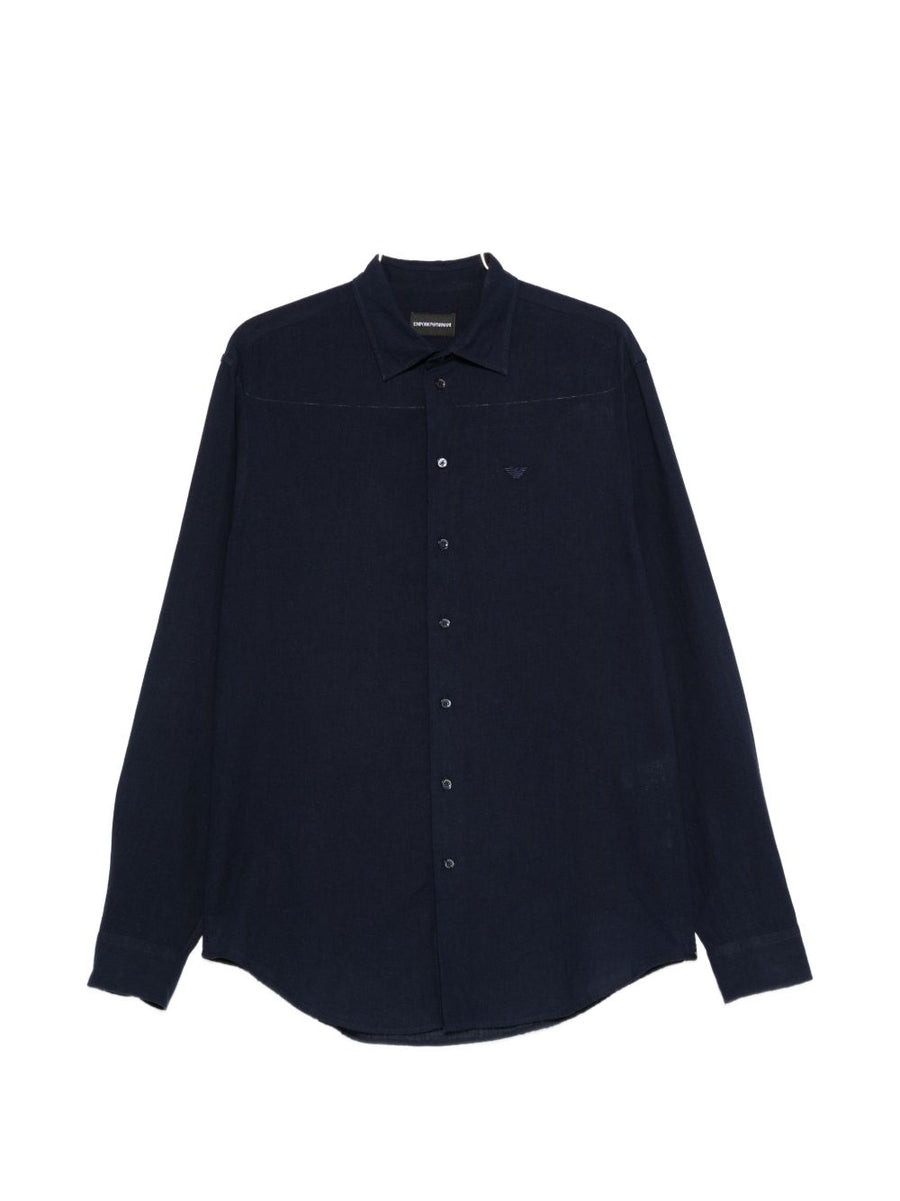 Emporio Armani Linen Blend Shirt — Navy