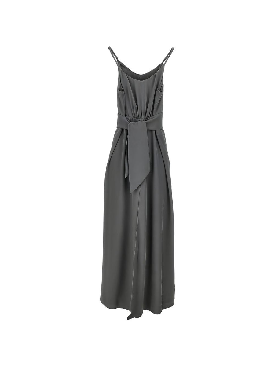 Emporio Armani V-Neck Bow Dress — Smoke Grey