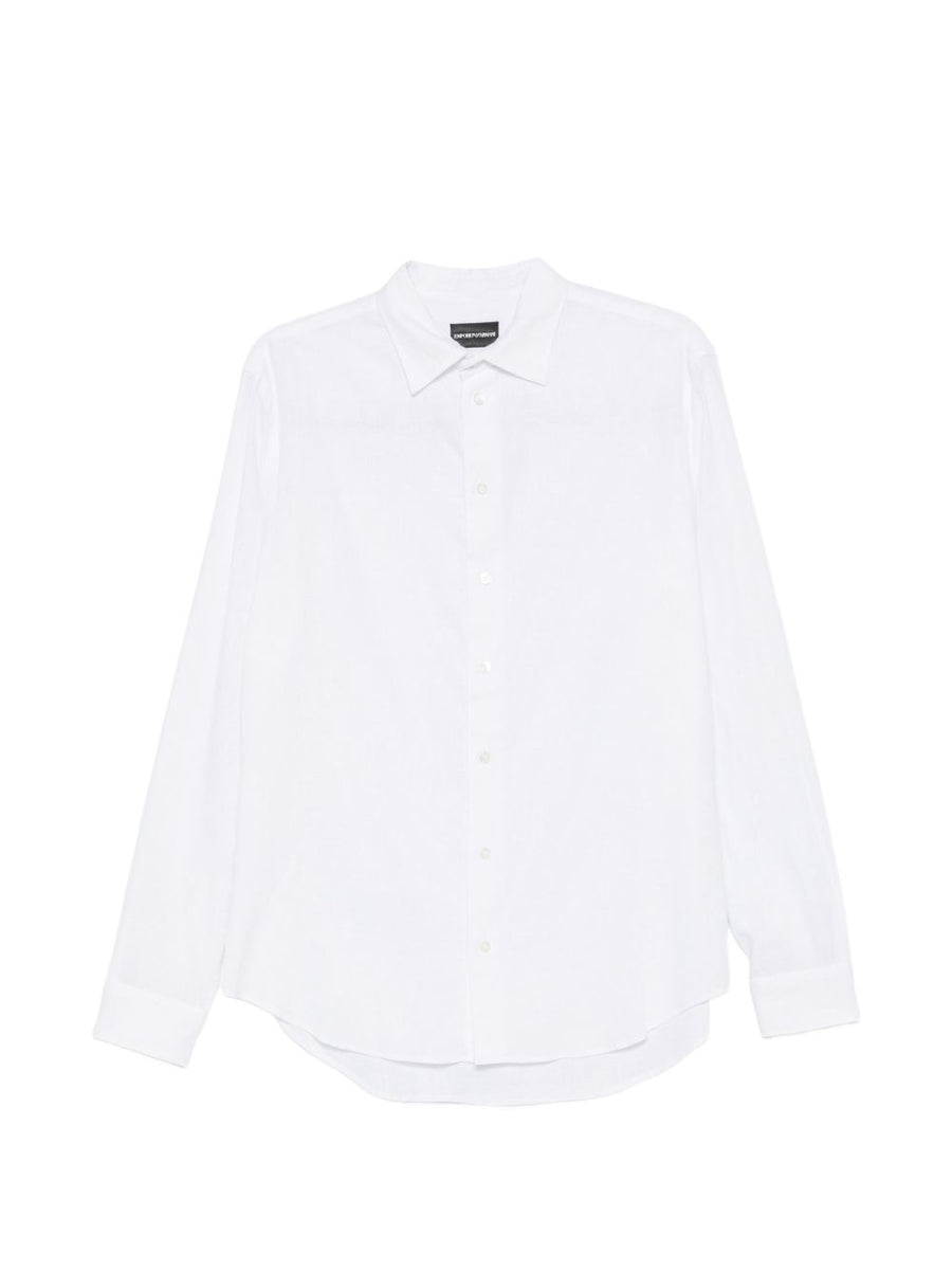 Emporio Armani Linen-Blend Shirt — White