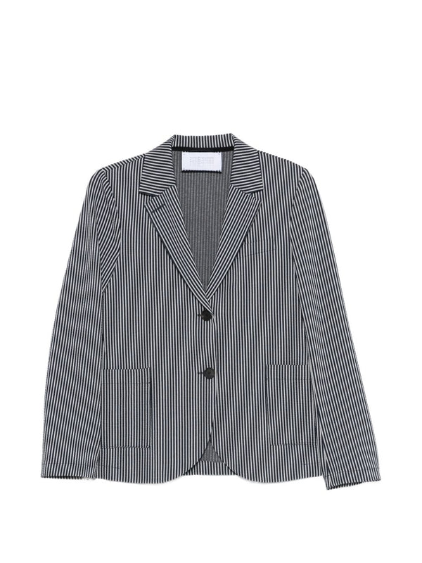 Harris Wharf London Striped Cotton Blend Blazer — Charcoal
